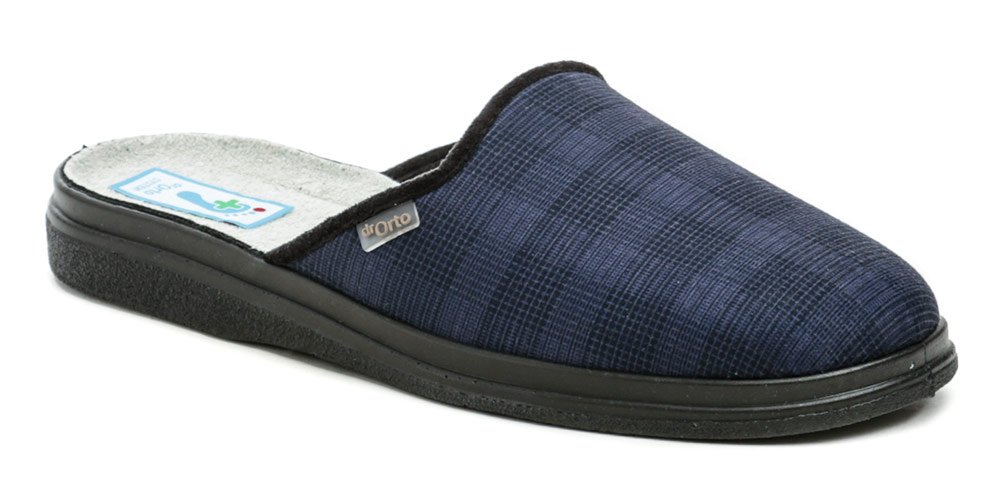 Dr. Orto 132M015 modré káro pánské zdravotní pantofle