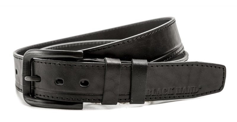 Black Hand 093-98 pánský černý kožený opasek šíře 38 mm | ARNO.cz - obuv s tradicí