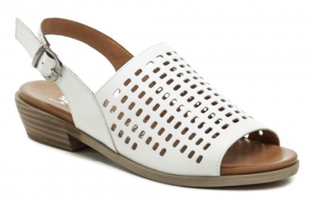 Dámská letní vycházková obuv typu sandály na podpatku se zapínáním na pásek se sponou. Obuv je vyrobená z pravé přírodní kůže.
