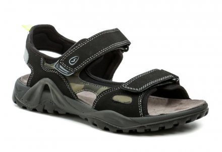 Letní kožená vycházková sandálová obuv se zapínáním na suchý zip. Obuv je vyrobená z kombinace pravé přírodní a syntetické kůže s textilem.