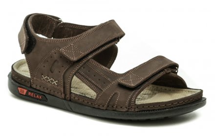 Pánská letní kožená vycházková obuv typu sandály se zalepováním na suchý zip, vyrobena z pravé přírodní kůže.