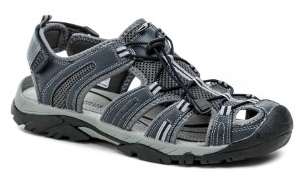 Pánská letní vycházková obuv typu sandále s nastavitelným patním páskem. Obuv je vyrobená z kombinace syntetického a textilního materiálu.