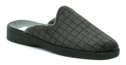 Pánská celoroční přezůvková nazouvací zdravotní obuv, vyrobená z pružného textilního materiálu vhodného pro chodidla s haluxy a stélkou z textilního materiálu.