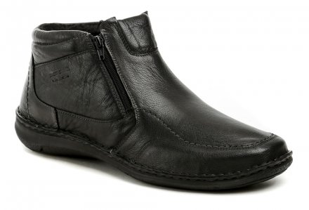 Pánská zimní vycházková obuv typu kotníčkové boty se zapínáním na zip. Obuv je vyrobená z přírodní kůže, uvnitř zateplená chlupatým textilním kožíškem s membránou TopDryTEX.