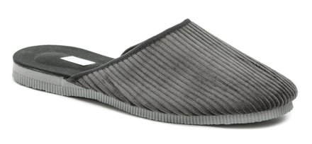 Pánská nadměrná domácí nazouvací obuv s plnou špicí, vyrobená z textilního materiálu.