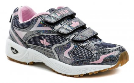 Celoroční sportovní obuv na suchý zip, vyrobená z textilního materiálu v kombinaci se syntetickým materiálem.