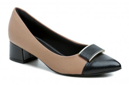 Dámská celoroční společenská obuv na nízkém stabilním podpatku, vyrobená z kvalitního syntetického materiálu s pohodlnou stélkou.