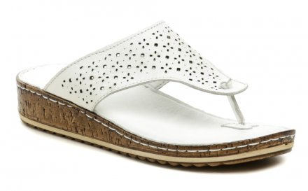 Dámská letní vycházková obuv typu nazouváky s úchopem mezi prsty . Obuv je vyrobená z pravé přírodní kůže.