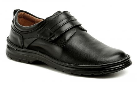Pánská nadměrná celoroční vycházková obuv se zalepováním na suchý zip, vyrobená z pravé přírodní kůže.