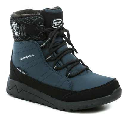 Dětská zimní obuv na šněrování i se zapínáním na zip. Obuv je vyrobená z kombinace syntetického a textilního materiálu s membránou TRIPLETEX, vyteplená pěnovou izolací s jemným semišovým materiálem.