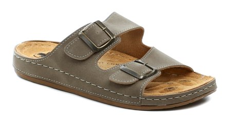 Pánská letní rekreační a přezůvková zdravotní nazouvací obuv, vyrobená z pravé přírodní a syntetické kůže s nastavitelným nártovým páskem.