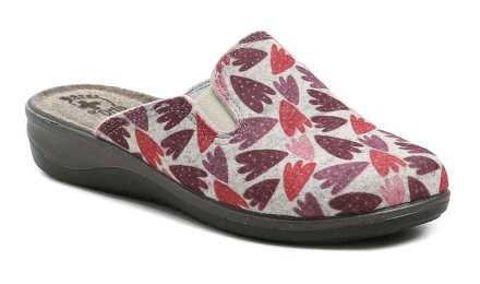 Dámská celoroční přezůvková nazouvací obuv, vyrobená z textilního materiálu.