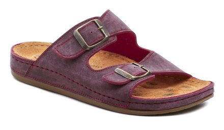 Dámská letní rekreační a přezůvková zdravotní nazouvací obuv, vyrobená z pravé přírodní a syntetické kůže s nastavitelným nártovým páskem.