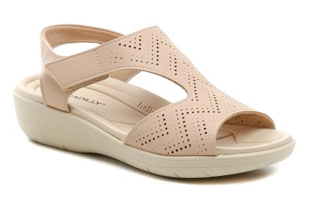 Dámská letní zdravotní vycházková obuv na nízkém klínku s volnou špicí i patou. Obuv je vyrobená z kvalitního syntetického materiálu a polstrovanou textilní podšívkou.