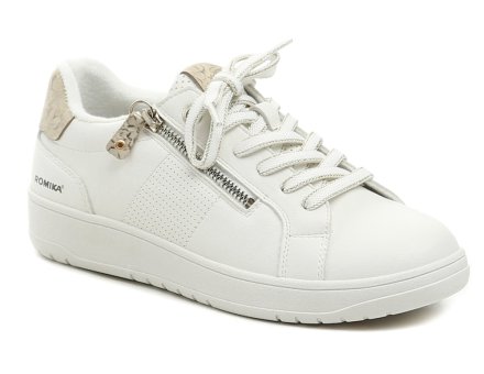 Dámská celoroční vycházková volnočasová obuv na šněrování i zip, vyrobená z kombinace syntetického a textilního materiálu.