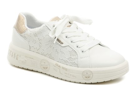 Dámská celoroční vycházková obuv na šněrování, vyrobená z kombinace syntetického a textilního materiálu.