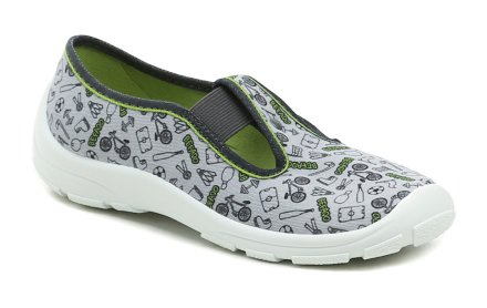 Dětská celoroční rekreační a volnočasová obuv, vyrobená z textilního materiálu.