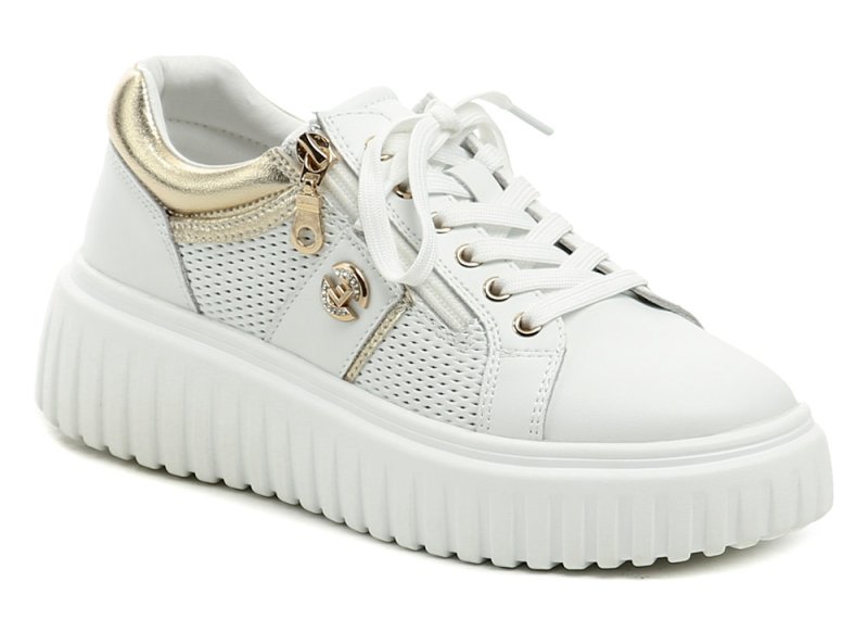 T.Sokolski W26-658 bílo zlaté dámské polobotky na platformě | ARNO.cz - obuv s tradicí