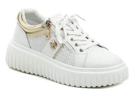 Dámská celoroční vycházková obuv typu polobotky na platformě, vyrobená z pravé přírodní kůže.