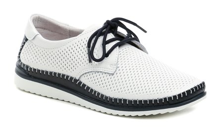 Dámská letní vycházková obuv typu mokasíny na šněrování, vyrobená pravé přírodní kůže v kombinaci se syntetickou podšívkou.