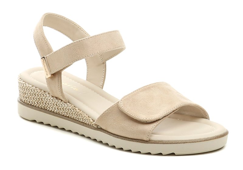 Tamaris 1-28118-44 béžové dámské sandály na klínku | ARNO.cz - obuv s tradicí