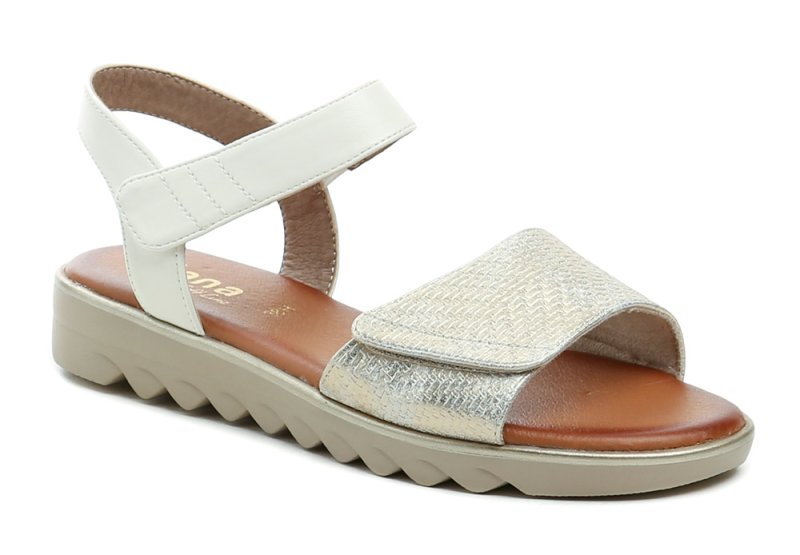 Jana 8-28265-42 bílo zlaté dámské sandály šíře H | ARNO.cz - obuv s tradicí