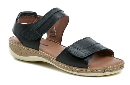 Dámská letní vycházková obuv typu sandály se zapínáním na pásky se suchým zipem. Obuv je vyrobená z pravé přírodní kůže.