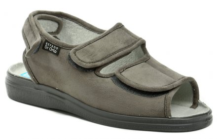Pánská letní vycházková zdravotní ortopedická a diabetická obuv typu sandály se zapínáním na suchý zip, vyrobená z textilního materiálu.