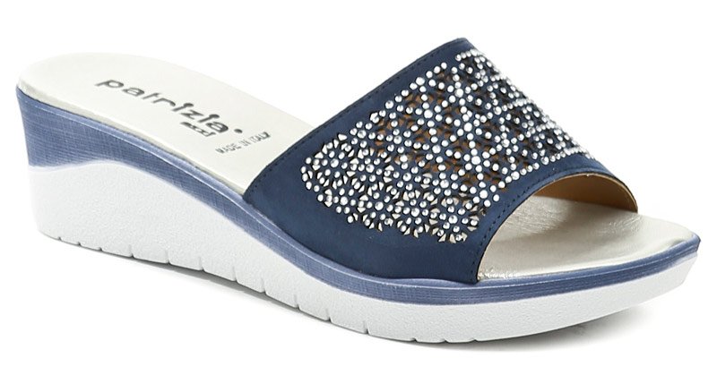 Patrizia Azzi 1423 modré dámské nazouváky na klínku | ARNO.cz - obuv s tradicí