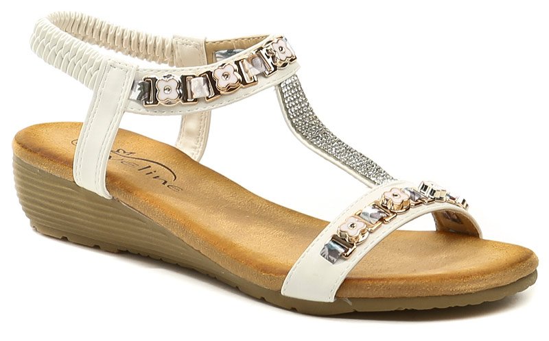 Eveline BZD 768031-4 bílé dámské sandály na klínu | ARNO.cz - obuv s tradicí