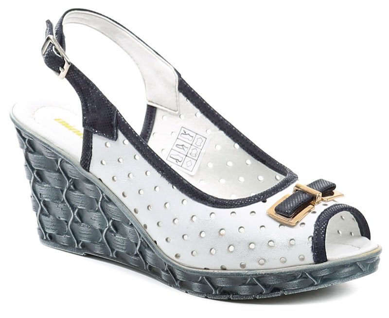 Mintaka 811170 bílo modrá dámská letní obuv na klínu | ARNO.cz - obuv s tradicí