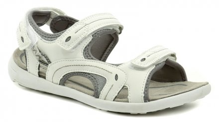Letní vycházková obuv typu sandále se zapínáním na suchý zip vyrobená z kombinace textilního a syntetického materiálu.