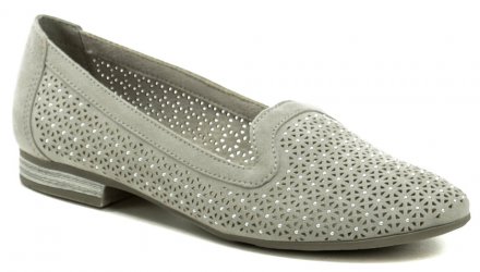 Dámská letní vycházková obuv na mírném podpatku, vyrobená z textilního materiálu.