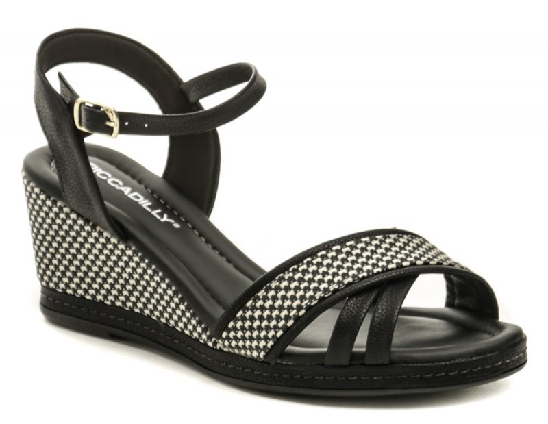 Piccadilly 408129 černo bílé dámské sandály na klínku | ARNO.cz - obuv s tradicí