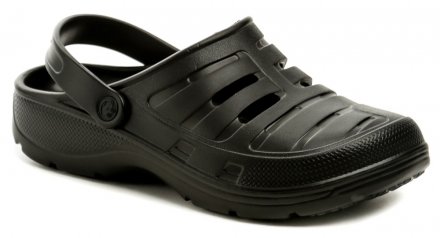 Pánská letní nazouvací obuv s páskem kolem paty nebo přes nárt, vyrobená ze syntetického materiálu.