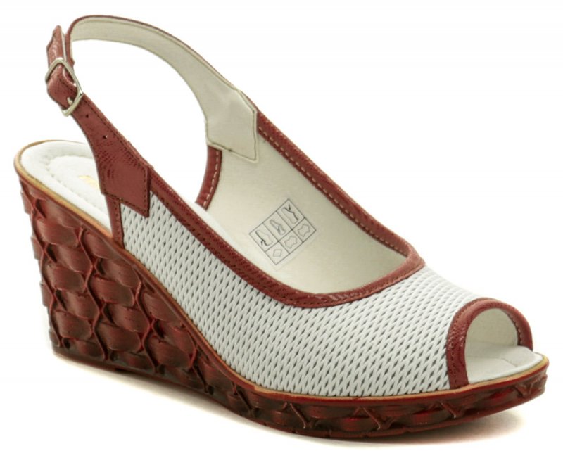 Mintaka 911247 bílo červená dámská letní obuv na klínu | ARNO.cz - obuv s tradicí