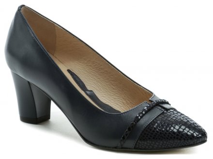 Dámská společenská i vycházková obuv na středním podpatku, vyrobená z pravé přírodní kůže.