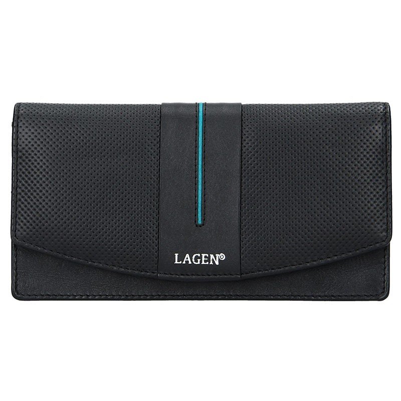 Lagen 4153 černá dámská kožená peněženka s modrým proužkem | ARNO.cz - obuv s tradicí