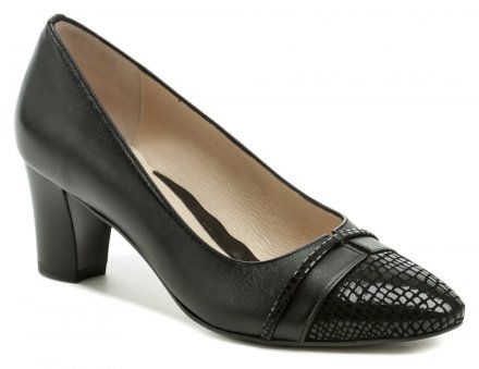 Dámská společenská i vycházková obuv na středním podpatku, vyrobená z pravé přírodní kůže.
