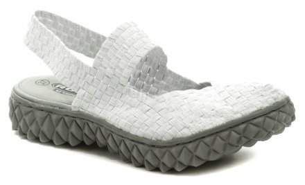 Originální dámská letní vycházková a rekreační gumičková obuv Rock Spring na mírném klínku. Obuv je vyrobená z textilního materiálu, který je tvořen gumičkami.
