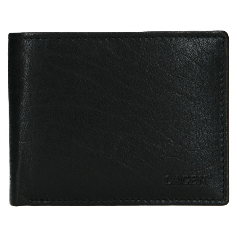 Lagen W-8053- BLK černá pánská kožená peněženka