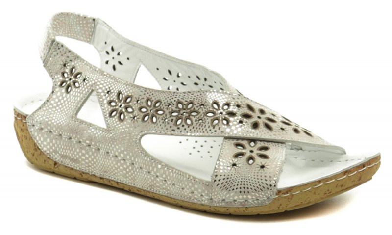 Karyoka 2314-642 stříbrné dámské sandály na klínku | ARNO.cz - obuv s tradicí