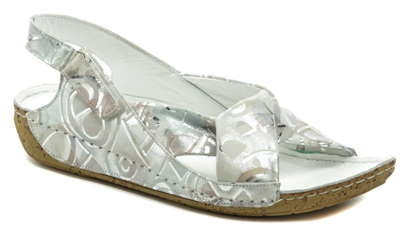 Karyoka 2024-660 stříbrné dámské nadměrné sandály na klínku | ARNO.cz - obuv s tradicí
