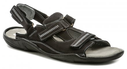 Pánská letní nadměrná vycházková obuv s nastavitelnými pásky přes nárt a kolem paty, vyrobená z pravé přírodní kůže.