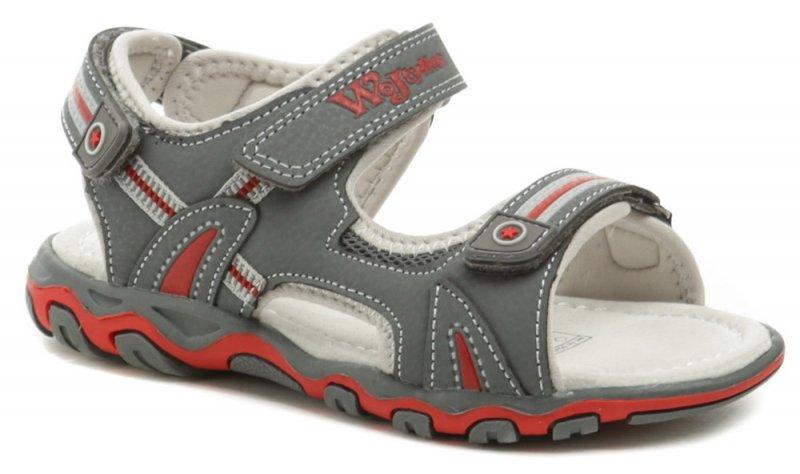 Wojtylko 3S2820 šedo červené chlapecké sandálky | ARNO.cz - obuv s tradicí