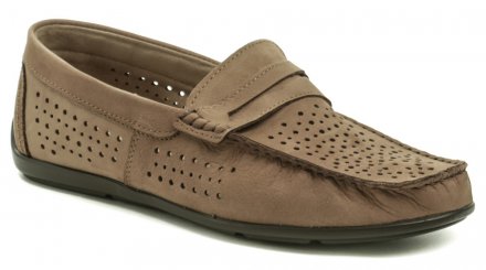 Pánská letní vycházková obuv typu mokasíny, vyrobená z pravé přírodní kůže.