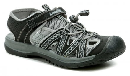 Letní vycházková a trekingová sandálová obuv, vyrobená z kombinace syntetického a textilního materiálu.