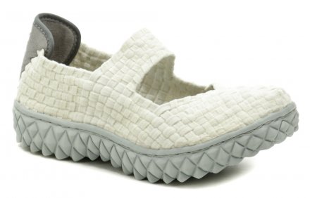 Originální dámská letní vycházková a rekreační gumičková obuv Rock Spring na mírném klínku. Obuv je vyrobená z textilního materiálu, který je tvořen gumičkami.