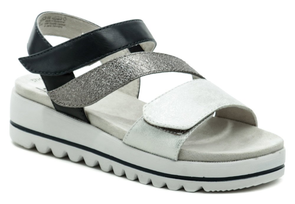 Jana 8-28264-26 stříbrné dámské sandály šíře H EUR 39