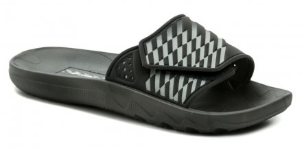Pánská nazouvací obuv typu plážovky s nastavitelným nártovým páskem, vyrobená ze syntetického materiálu.